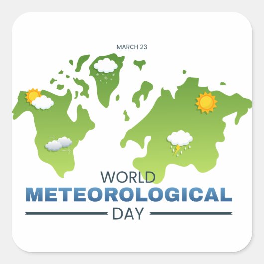 Wereld Meteorologische Dag Vierkante Sticker (Voorkant)