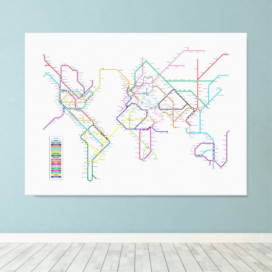 Wereld metrokaart canvas afdruk (Insitu (Houten vloer))