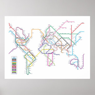 Wereld metrokaart poster