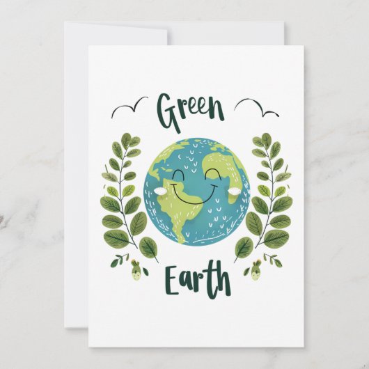 Wereld Milieu - Glimlachende Aarde met Groene Aard Kaart (Voorkant)