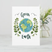 Wereld Milieu - Glimlachende Aarde met Groene Aard Kaart (Staand voorkant)