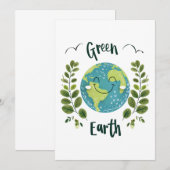 Wereld Milieu - Glimlachende Aarde met Groene Aard Kaart (Voorkant / Achterkant)