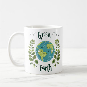 Wereld Milieu - Glimlachende Aarde met Groene Aard Koffiemok