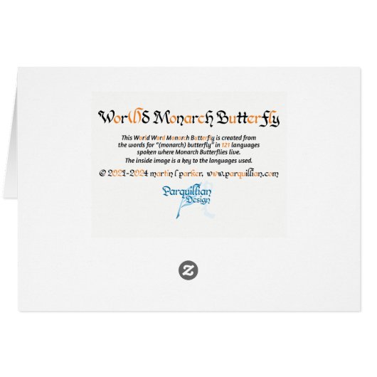 Wereld Monarch Vlinder Kaart (Achterkant Horizontaal)