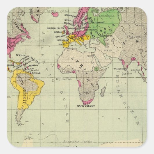 Wereld, Moravische missies Vierkante Sticker (Voorkant)