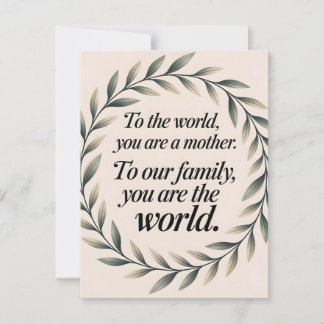 Wereld naar onze familie Moederdag Leaf Krans Quot Briefkaart