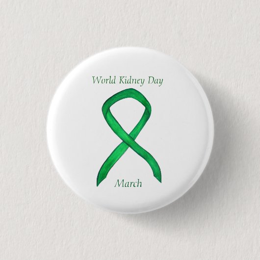 Wereld Nier Dag Bewustzijn Lint Pin Button (Voorkant)
