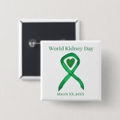 Wereld Nier Dag Bewustzijn Lint Pin Buttonnen Vierkante Button 5,1 Cm (Voorkant /achterkant)