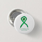 Wereld Nierdag Groen Bewustzijn Lint Button Pin (Voorkant /achterkant)