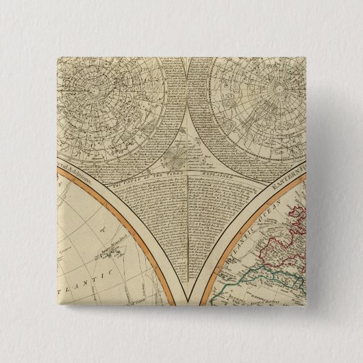 Wereld noordelijk halfrond vierkante button 5,1 cm (Voorkant)
