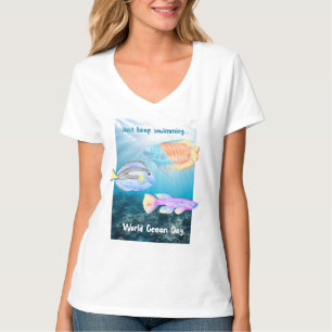 Wereld Oceaan Dag Vissen blijven zwemmen T-shirt