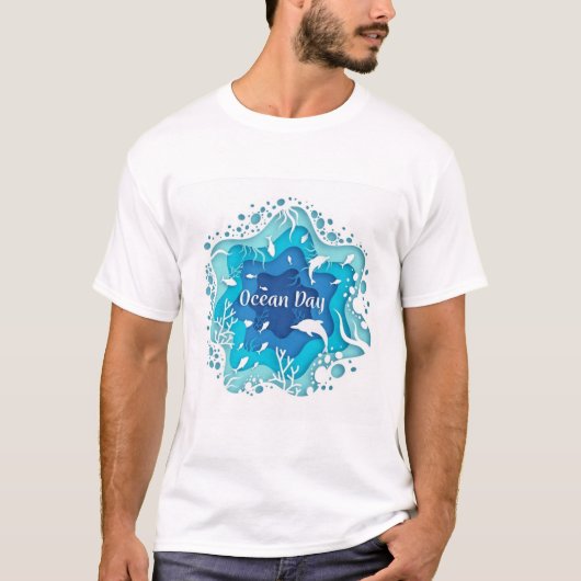 wereld-oceanen-concept-concept-papier-met-vis t-shirt (Voorkant)