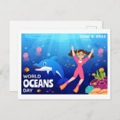 Wereld Oceanen Dag 8 juni Aangepast jaar Briefkaart (Voorkant / Achterkant)