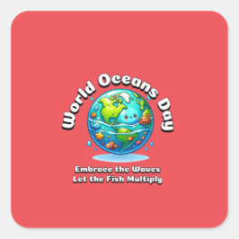 Wereld Oceanen Dag: 8 juni Vierkante Sticker