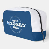 Wereld Oceanen Dag Blauw Gestileerde Aardgolven Toilettasje (Rechterhoek)