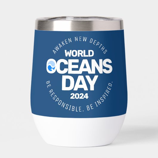 Wereld Oceanen Dag Blauwe Gestileerde Aarde Golven (Achterkant)