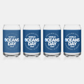 Wereld Oceanen Dag Blauwe Gestileerde Aarde Golven Blikvorm Glas (Achterkant)