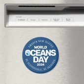 Wereld Oceanen Dag Blauwe Gestileerde Aarde Golven Magneet (Insitu (Vaatwasser))