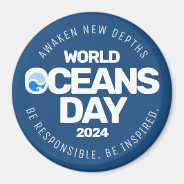 Wereld Oceanen Dag Blauwe Gestileerde Aarde Golven Magneet