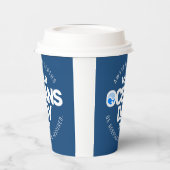 Wereld Oceanen Dag Blauwe Gestileerde Aarde Golven Papieren Bekers (Links)