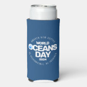 Wereld Oceanen Dag Blauwe Gestileerde Aarde Golven Seltzer Blikjeskoeler (Seltzer Achterkant)