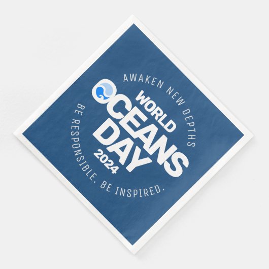 Wereld Oceanen Dag Blauwe Gestileerde Aarde Golven Servet (Hoek)