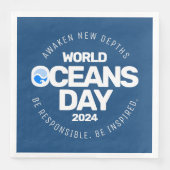 Wereld Oceanen Dag Blauwe Gestileerde Aarde Golven Servet (Voorkant)