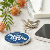 Wereld Oceanen Dag Blauwe Gestileerde Aarde Golven Sleutelhanger (Zijkant)