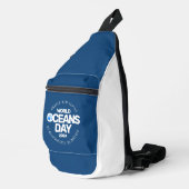 Wereld Oceanen Dag Blauwe Gestileerde Aarde Golven Sling Bag (Rechterhoek)
