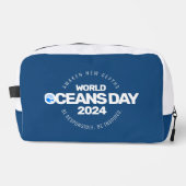 Wereld Oceanen Dag Blauwe Gestileerde Aarde Golven Toilettasje (Voorkant)