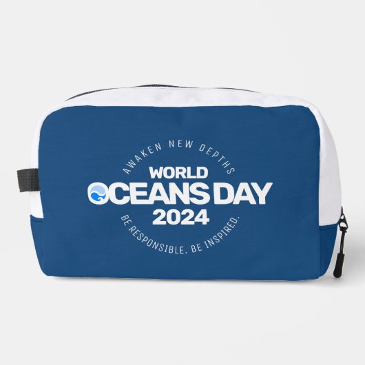 Wereld Oceanen Dag Blauwe Gestileerde Aarde Golven Toilettasje (Voorkant)