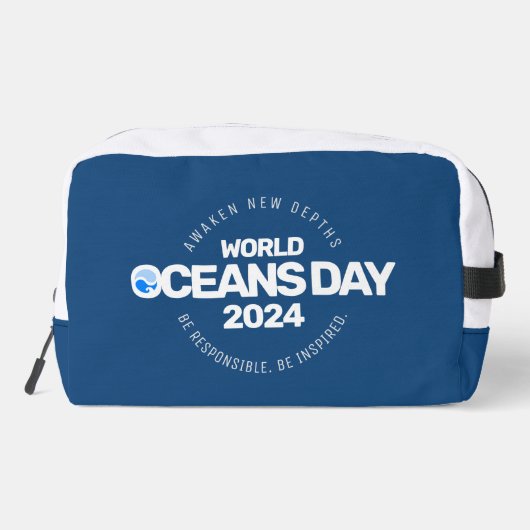 Wereld Oceanen Dag Blauwe Gestileerde Aarde Golven Toilettasje (Achterkant)