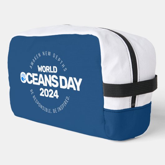 Wereld Oceanen Dag Blauwe Gestileerde Aarde Golven Toilettasje (Linkerhoek)