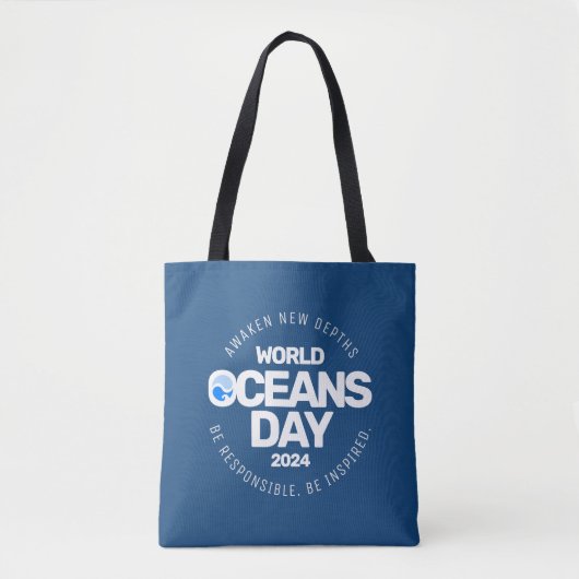 Wereld Oceanen Dag Blauwe Gestileerde Aarde Golven Tote Bag (Voorkant)