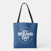 Wereld Oceanen Dag Blauwe Gestileerde Aarde Golven Tote Bag (Achterkant)