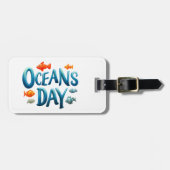 Wereld Oceanen Dag - Oceanen Dag viering met vis Bagagelabel (Voorkant horizontaal)