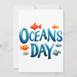 Wereld Oceanen Dag - Oceanen Dag viering met vis Feestdagenkaart