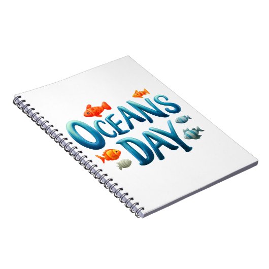 Wereld Oceanen Dag - Oceanen Dag viering met vis Notitieboek (Rechterzijde)