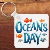 Wereld Oceanen Dag - Oceanen Dag viering met vis Sleutelhanger (Voorkant)