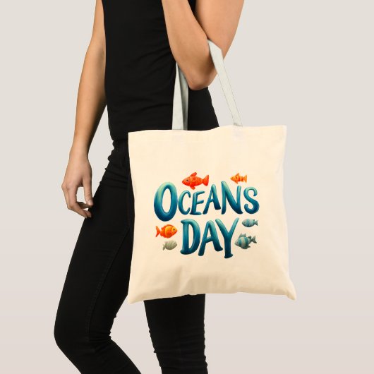 Wereld Oceanen Dag - Oceanen Dag viering met vis Tote Bag (Voorkant (product))