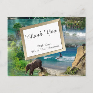 Wereld oceanen en rivieren, meren en sport briefkaart