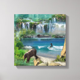 Wereld oceanen en rivieren, meren en sport canvas afdruk