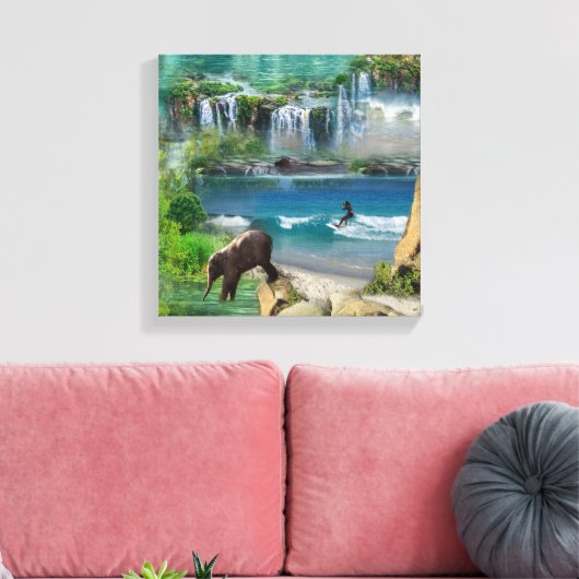 Wereld oceanen en rivieren, meren en sport canvas afdruk (Insitu (Woonkamer))