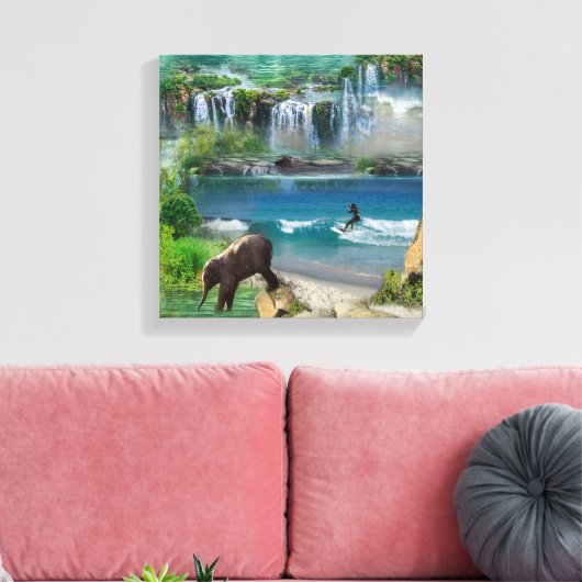 Wereld oceanen en rivieren, meren en sport canvas afdruk (Insitu (Woonkamer))