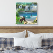 Wereld oceanen en rivieren, meren en sport canvas afdruk (Insitu (Slaapkamer))