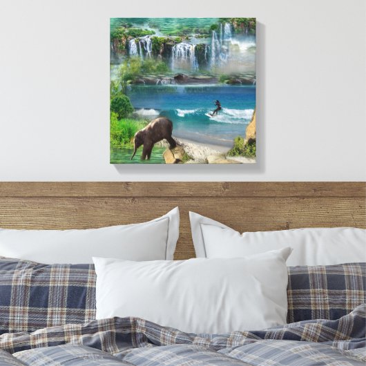 Wereld oceanen en rivieren, meren en sport canvas afdruk (Insitu (Slaapkamer))