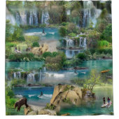 Wereld oceanen en rivieren, meren en sport douchegordijn (Voorkant)