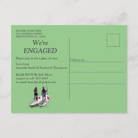 Wereld oceanen en rivieren, meren en sport uitnodiging briefkaart (Achterkant)