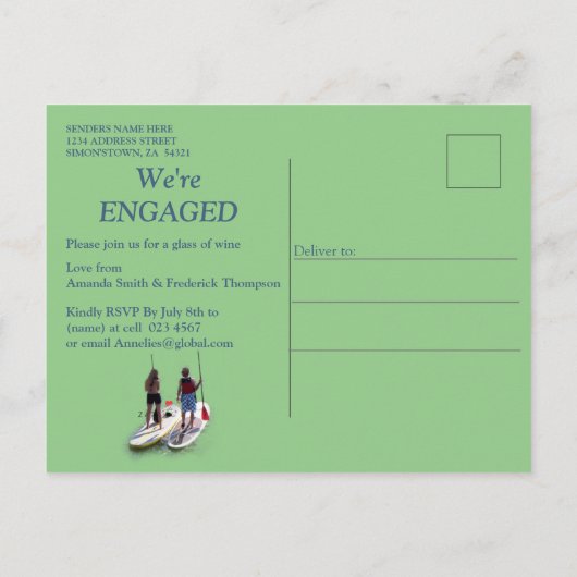 Wereld oceanen en rivieren, meren en sport uitnodiging briefkaart (Achterkant)