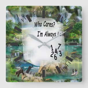 Wereld oceanen en rivieren, meren en sport vierkante klok